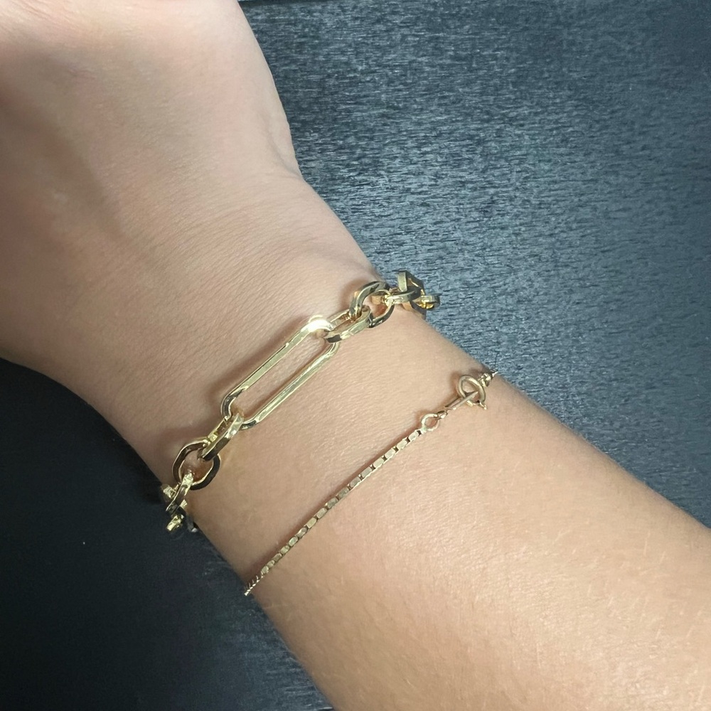 14k Gold Plated Paper Clip Chain Bracelet